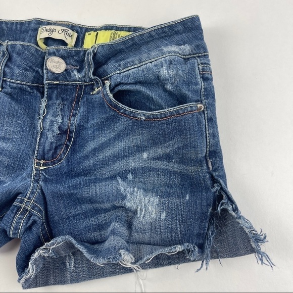 Indigo Rein Jean Shorts Womens Size 1 Skinny Distressed Blue Denim - Picture 3 of 9
